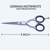 5 Inch Barber Shear Scissors with Screw Adjuster, Rubber Silencer & Finger Rest