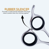 6.5 Inch Sharp Blade Barber Thinning Shear Polished Scissors with Screw Adjuster, Rubber Silencer & Finger Rest