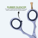 6 Inch Sharp Blade Thinning Shear with Rubber Silencer, Flat Screw Adjuster & Comfortable Grip Ring
