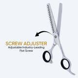 6.5 Inch Sharp Blade Barber Thinning Shear Polished Scissors with Screw Adjuster, Rubber Silencer & Finger Rest
