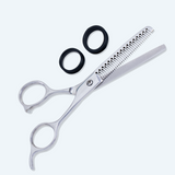 6.5 Inch Sharp Blade Barber Thinning Shear Polished Scissors with Screw Adjuster, Rubber Silencer & Finger Rest