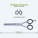 5.5 Inch Sharp Blade Thinning Shear with Rubber Silencer, Flat Screw Adjuster & Comfortable Grip Ring