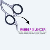 6 Inch Sharp Blade Left Hand Sand Dull Barber Thinning Shear, With Screw Adjuster, Rubber Silencer & Comfortable Grip Ring