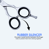 5.5 Inch Barber Shear Scissors with Screw Adjuster, Rubber Silencer & Comfortable Grip Ring