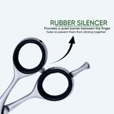 6 Inch Barber Shear Scissors with Screw Adjuster, Rubber Silencer & Finger Rest