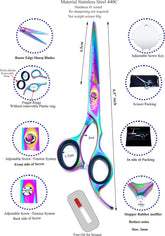 Professional Hair Scissors 6.5 Inch with Rozer Edge Sharp Blades, 440C Steel Hair Cutting Scissors with Elegant Sheath, Adjustable Screw