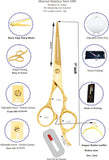 Professional Hair Scissors 6.5 Inch with Rozer Edge Sharp Blades, 440C Steel Hair Cutting Scissors with Elegant Sheath, Adjustable Screw