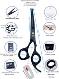 Professional Hair Scissors 6.5 Inch with Rozer Edge Sharp Blades, 440C Steel Hair Cutting Scissors with Elegant Sheath, Adjustable Screw