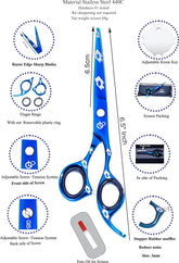 Professional Hair Scissors 6.5 Inch with Rozer Edge Sharp Blades, 440C Steel Hair Cutting Scissors with Elegant Sheath, Adjustable Screw
