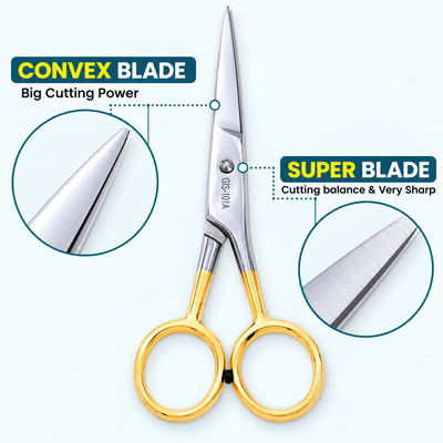 5 Inch Professional Hair Cutting Scissors — Half Gold Stainless Steel & Fine Adjustment Screw — image 2