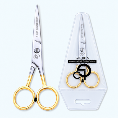 5 Inch Professional Hair Cutting Scissors — Half Gold Stainless Steel & Fine Adjustment Screw — image 6