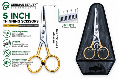 5 Inch Barber Thinning Scissors — Half Gold German Stainless Steel, SuperCut & Rubber Silencer — image 6