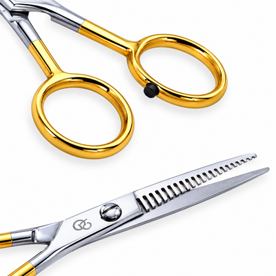 5 Inch Barber Thinning Scissors — Half Gold German Stainless Steel, SuperCut & Rubber Silencer — image 4