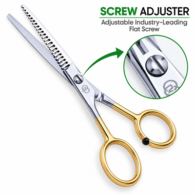 5 Inch Barber Thinning Scissors — Half Gold German Stainless Steel, SuperCut & Rubber Silencer — image 3