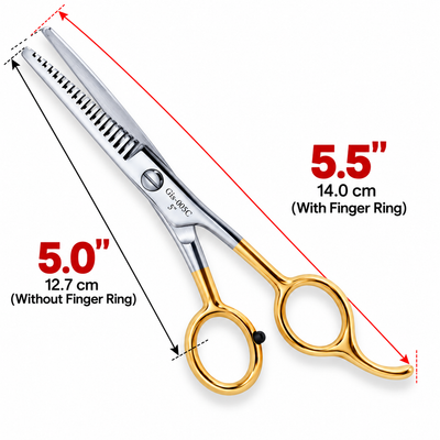 5 Inch Barber Thinning Scissors — Half Gold German Stainless Steel, SuperCut & Finger Rest — image 1