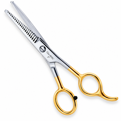 5 Inch Barber Thinning Scissors — Half Gold German Stainless Steel, SuperCut & Finger Rest — image 2
