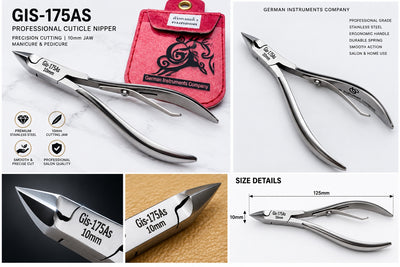GIS-175AS Professional Cuticle Nipper – 10 mm 440C Stainless Steel | Double Spring — image 5