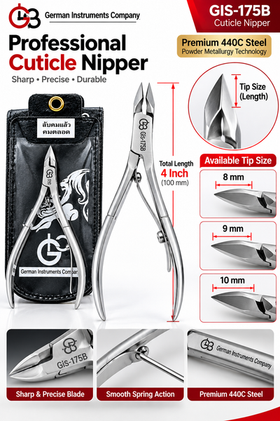 GIS-175B Professional Cuticle Nipper — 440C Matte Finish — image 6