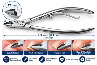 GIS-178A Professional Cuticle & Nail Nipper – 12 mm | 4.5 inch — image 2