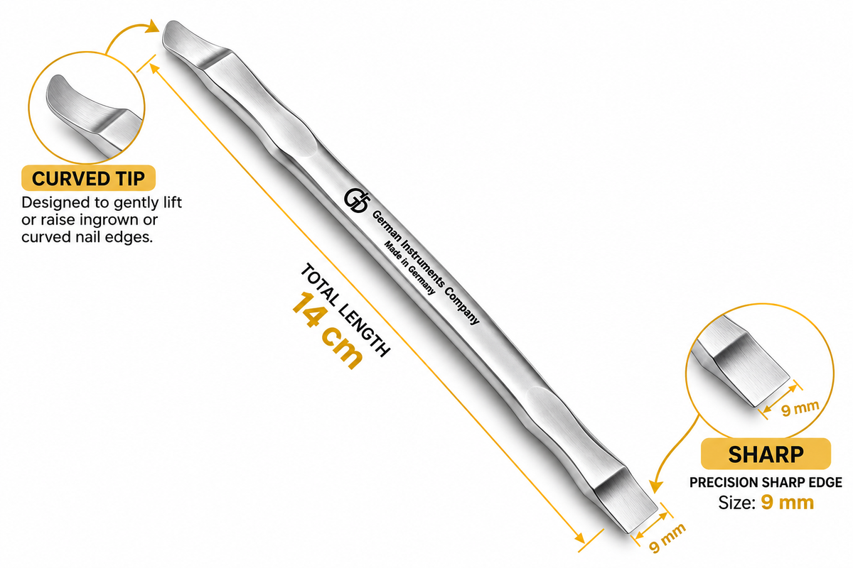GIS-193 Premium Quality Square-Head Nail Pusher — Stainless Steel Manicure Tool