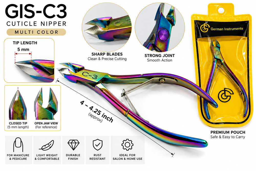 GIS-C3 Medium Cuticle Nipper 5 mm — 4–4.25 Inch Manicure & Pedicure