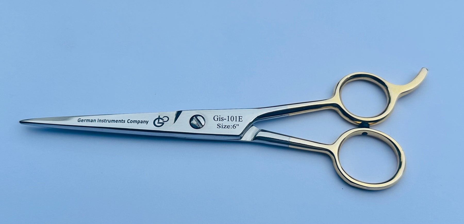 6 Inch Professional Hair Cutting Scissors — Half Gold Stainless Steel & Fine Adjustment Screw