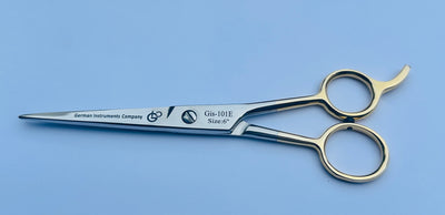 6 Inch Professional Hair Cutting Scissors — Half Gold Stainless Steel & Fine Adjustment Screw — image 1