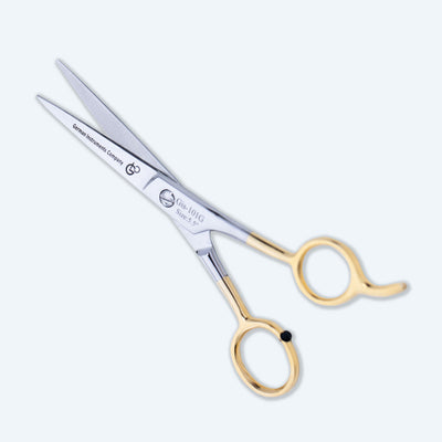 5.5 Inch Professional Hair Cutting Scissors — Half Gold Stainless Steel, Fine Adjustment Screw & Convex Edge — image 1