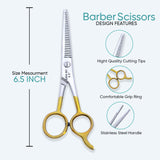 6.5 Inch Half Gold German Shiny Classic Stainless Steel Handle Barber Scissor with Fine Adjustment Screw