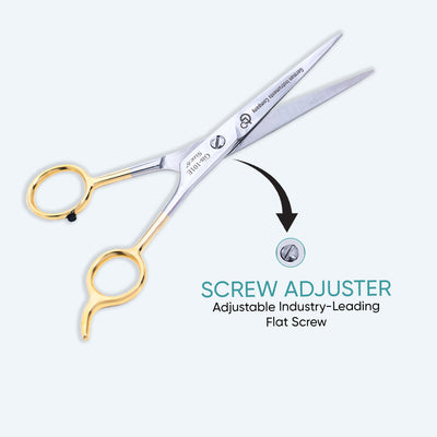 6 Inch Professional Hair Cutting Scissors — Half Gold Stainless Steel & Fine Adjustment Screw — image 3