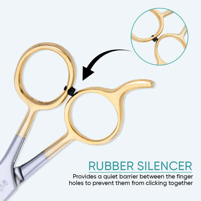 5 Inch Professional Hair Cutting Scissors — Half Gold Stainless Steel & Sharp Bevelled Blade — image 4