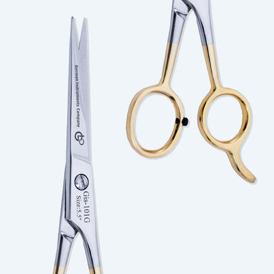 5.5 Inch Professional Hair Cutting Scissors — Half Gold Stainless Steel, Fine Adjustment Screw & Convex Edge — image 3