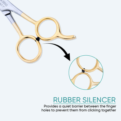 5.5 Inch Professional Hair Cutting Scissors — Half Gold Stainless Steel, Fine Adjustment Screw & Convex Edge — image 4