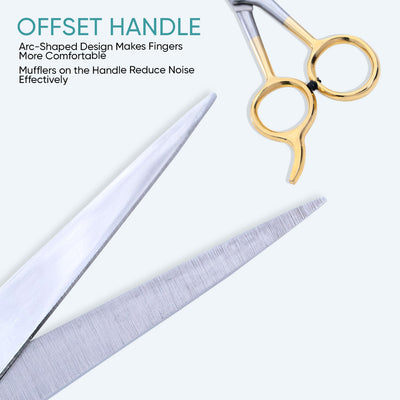 6 Inch Professional Hair Cutting Scissors — Half Gold Stainless Steel & Fine Adjustment Screw — image 6