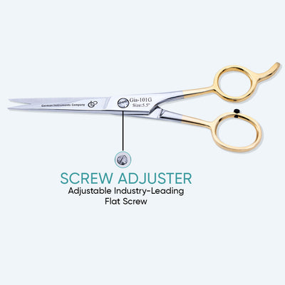 5.5 Inch Professional Hair Cutting Scissors — Half Gold Stainless Steel, Fine Adjustment Screw & Convex Edge — image 5