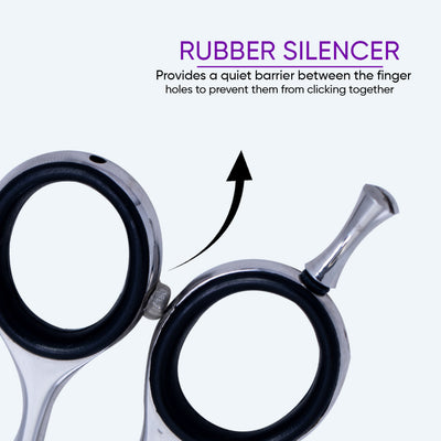 6.5 Inch Barber Hair Cutting Scissors — Screw Adjuster, Rubber Silencer & Grip Ring — image 3