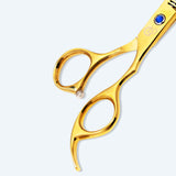 6 Inch Sharp Blade Professional Thinning Scissors with Rubber Silencer, Comfortable Grip Ring & Flat Screw Adjuster in Golden Polish