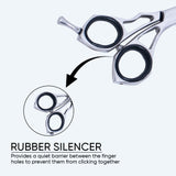 Sharp Convex Edge Blade Barber Shears Scissors with Adjuster Screw & Rubber Silencer