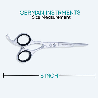 6 Inch Left-Hand Barber Hair Cutting Scissors — Screw Adjuster, Rubber Silencer & Finger Rest — image 2