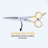 6.5 Inch German Stainless Steel Shiny Barber Thinning Scissor with Flat Screw Adjuster & Finger Rest