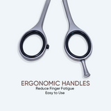 6.5 Inch Sharp Bevelled Blade Barber Shear Scissors with Screw Adjuster, Rubber Silencer & Ergonomic Handle