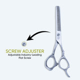 6.5 Inch Sharp Barber Shear Scissors with Rubber Silencer, Finger Rest & Flat Screw Adjuster