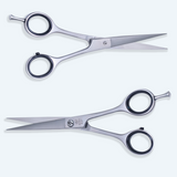 6.5 Inch Sharp Bevelled Blade Barber Shear Scissors with Screw Adjuster, Rubber Silencer & Ergonomic Handle