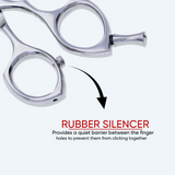 6 Inch Barber Shear Scissors with Screw Adjuster, Rubber Silencer & Finger Rest