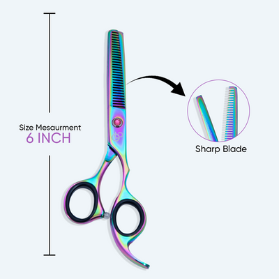 6 Inch Professional Thinning Scissors with Sharp Blade, Screw Adjuster, Rubber Silencer & Grip Ring — image 4