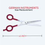6.5 Inch German Stainless Steel Professional Hairdressing Barber Scissor with Adjustment Screw & Finger Rest in Dull Polish