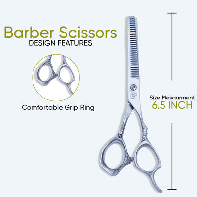 6.5 Inch Barber Hair Cutting Scissors — Sharp Blade, Flat Screw Adjuster, Rubber Silencer & Finger Rest — image 4