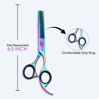 6 Inch Professional Thinning Scissors with Sharp Blade, Screw Adjuster, Rubber Silencer & Grip Ring — image 5