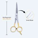 6.5 Inch German Stainless Steel Shiny Barber Thinning Scissor with Flat Screw Adjuster & Finger Rest