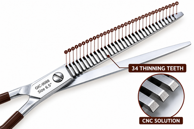 GIC-0088 6.5 Inch Professional Barber Thinning Scissors — 34 Teeth, CNC Precision — image 2